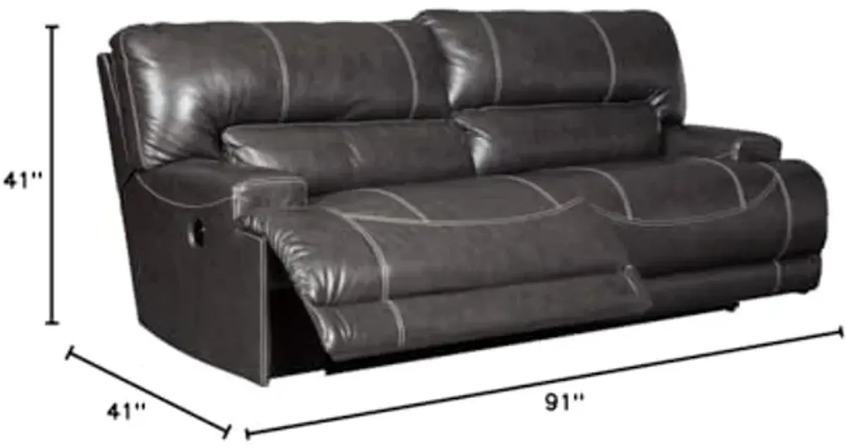 Signature Design by Ashley McCaskill Leather 2 Seat Oversized Power Reclining Sofa Dark Gray