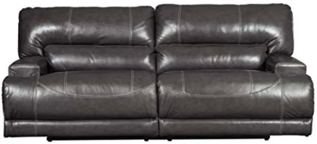 Signature Design by Ashley McCaskill Leather 2 Seat Oversized Power Reclining Sofa Dark Gray