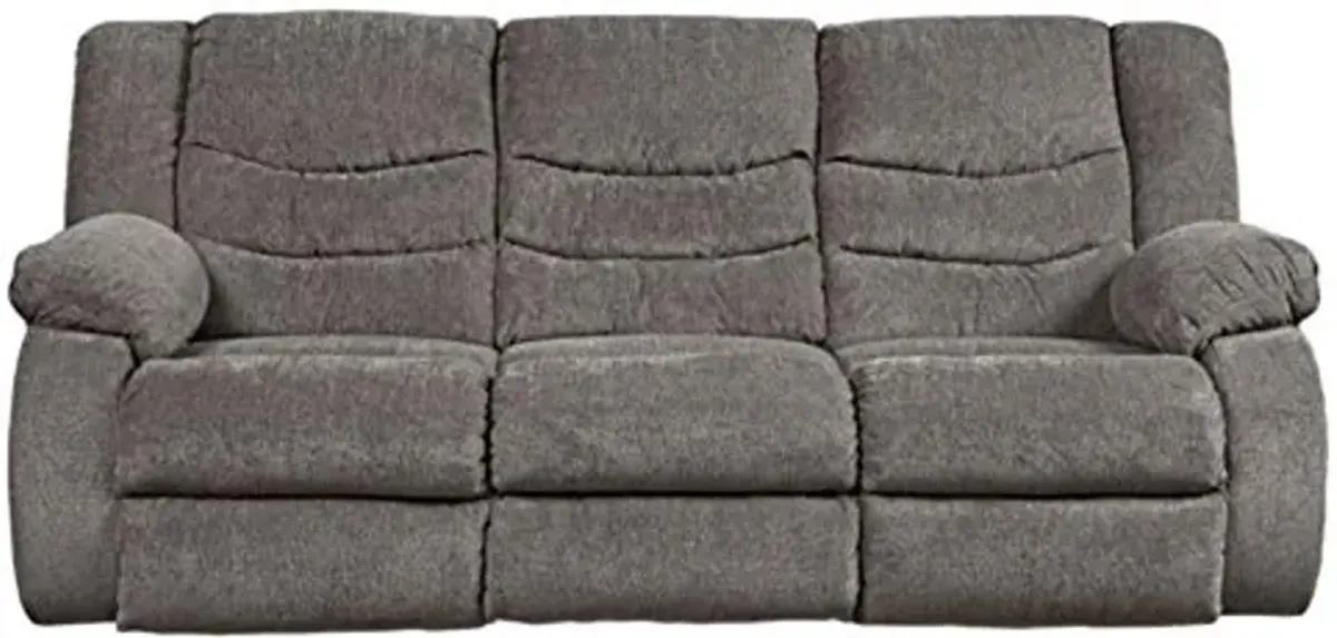 Signature Design by Ashley Tulen Modern Manual Pull Tab Reclining Sofa, Dark Gray