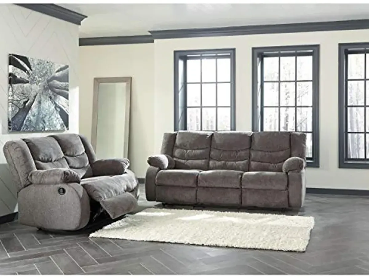 Signature Design by Ashley Tulen Modern Manual Pull Tab Reclining Sofa, Dark Gray