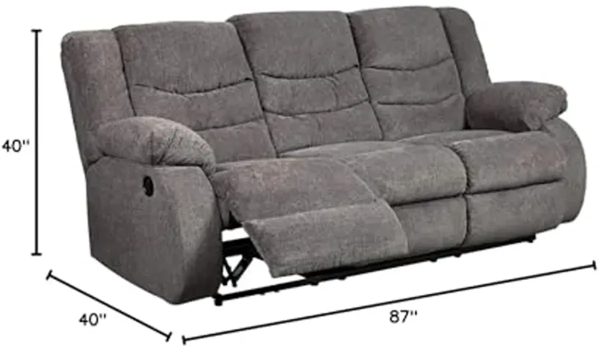 Signature Design by Ashley Tulen Modern Manual Pull Tab Reclining Sofa, Dark Gray