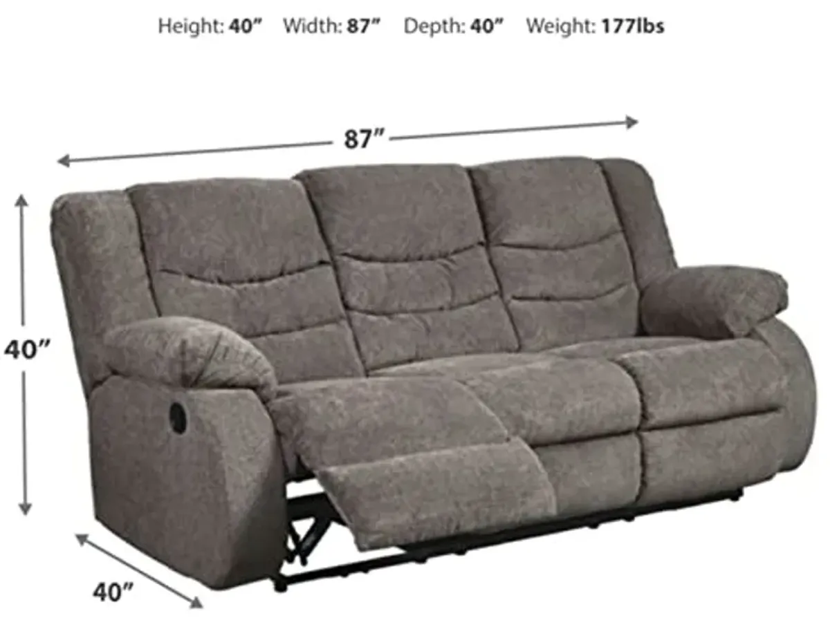 Signature Design by Ashley Tulen Modern Manual Pull Tab Reclining Sofa, Dark Gray