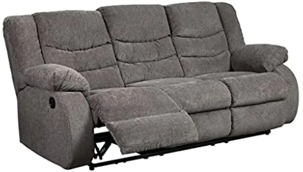 Signature Design by Ashley Tulen Modern Manual Pull Tab Reclining Sofa, Dark Gray