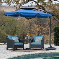 Christopher Knight Home Baja Outdoor Water Resistant Canopy Sunshade with Base, Navy Blue / Black Grey