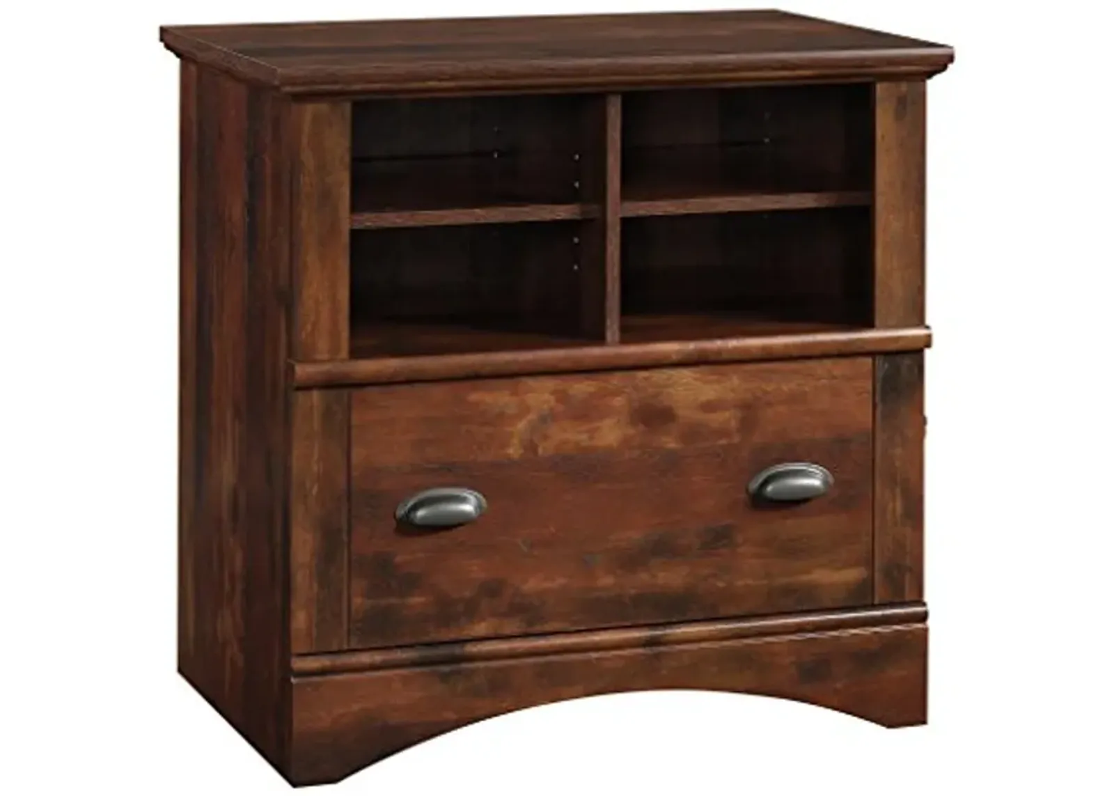 Sauder Harbor View 2 Drawer File Cabinet, Lateral Filing Cabinet with Shelving, in Curado Cherry