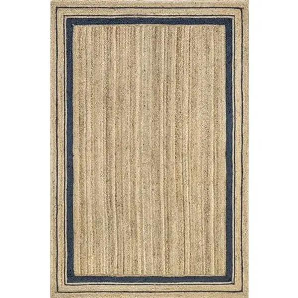 nuLOOM Rikki Coastal Braided Jute Area Rug, 5x8, Navy