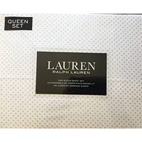 Lauren Ralph Queen Sheet Set Black Square Geometric Dots on White