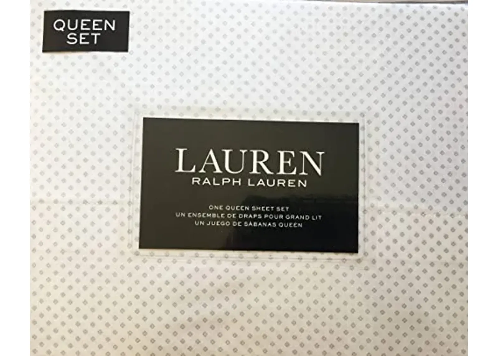 Lauren Ralph Lauren Queen Sheet Set Black Square Geometric Dots on White