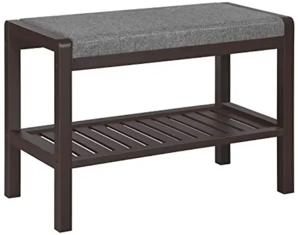 SONGMICS Shoe Rack Bench with Cushion Upholstered Padded Seat, Storage Shelf, Shoe Organizer, Holds Up to 350 lb, Ideal for Entryway Bedroom Living Room Hallway Garage Mud Room Gray and Brown ULBS65C