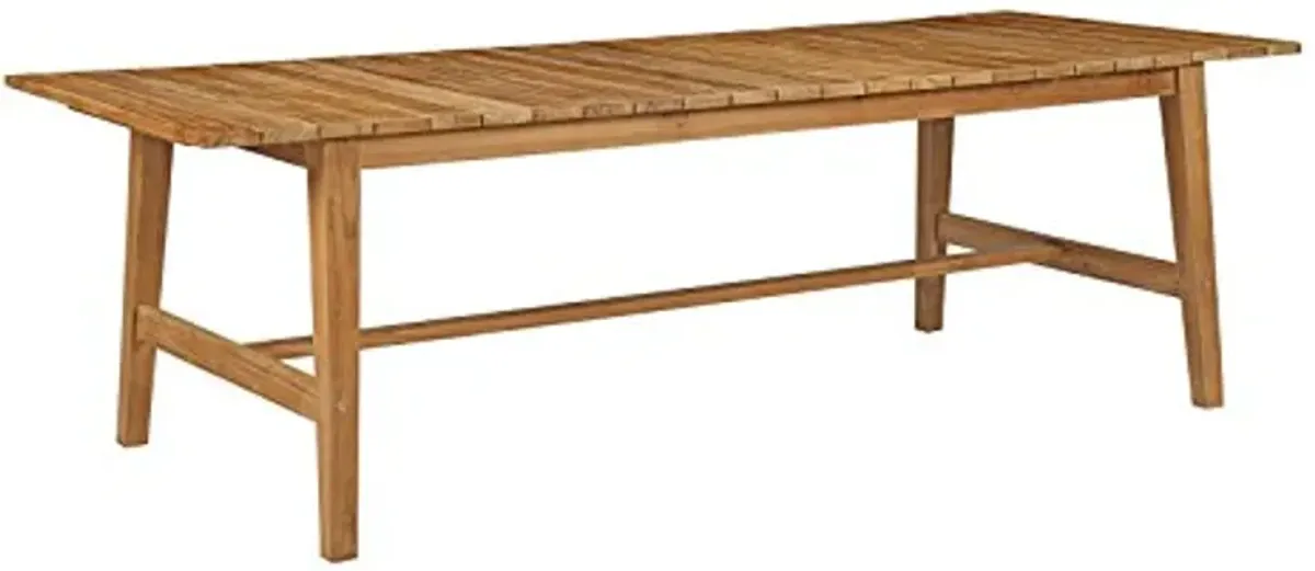 Modway Dorset Teak Wood Outdoor Patio 98.5" Dining Table in Natural