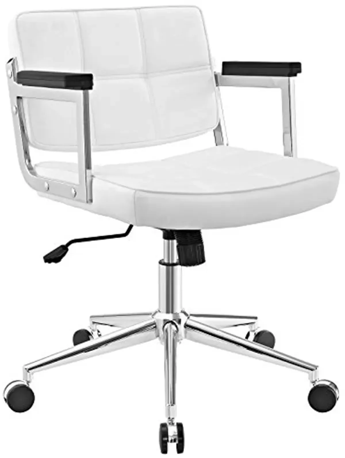 Modway Portray Mid Back Faux Leather Modern Office Chair In White