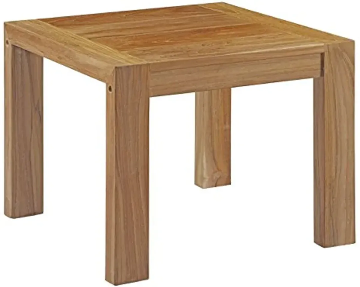 Modway Upland Teak Wood Outdoor Patio Side End Table in Natural