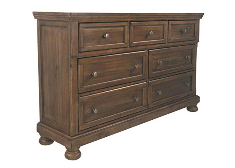 Signature Design by Ashley Flynnter Traditional 7 Drawer Dresser with Dovetial Construction, Tobacco Brown