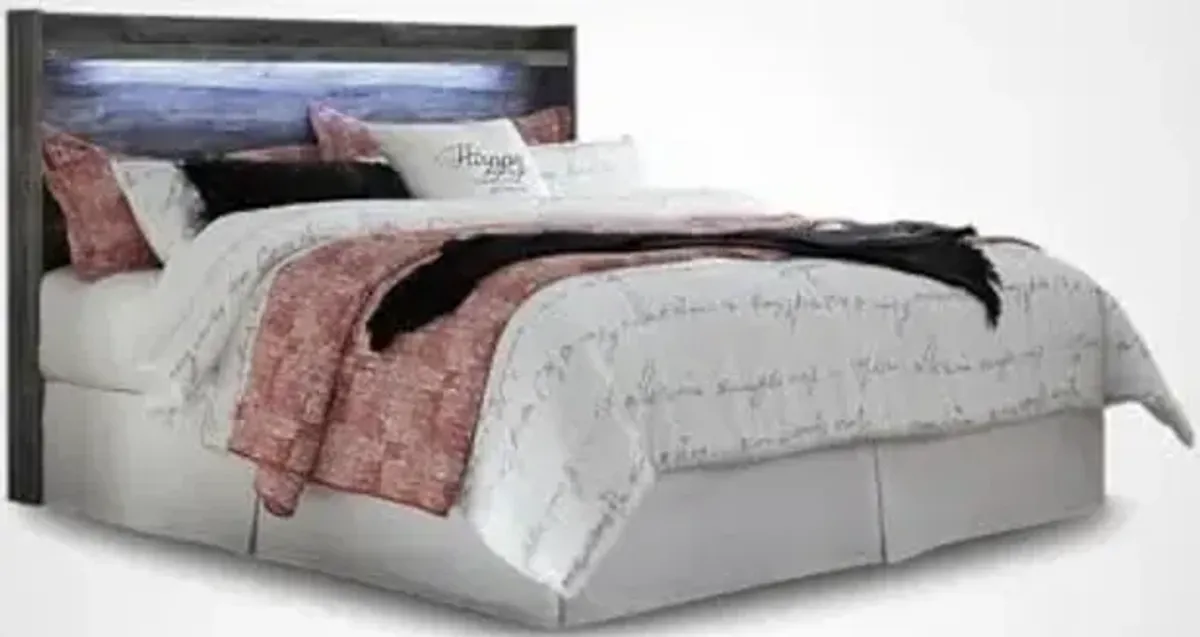 Signature Design by Ashley Baystorm Rustic Coastal LED Panel Headboard ONLY, King, Smoky Gray