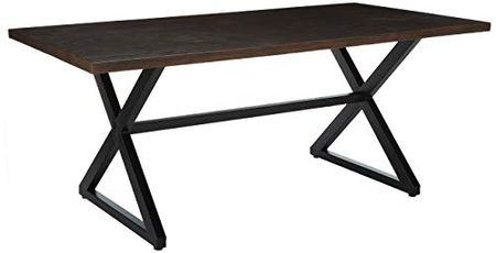 Christopher Knight Home Rolando Outdoor Aluminum Dining Table with Steel Frame, Brown / Black