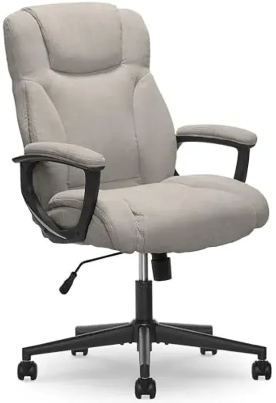Serta Connor Executive Office Chair, Ergonomic Computer Chair with Layered Body Pillows, Contoured Lumbar, Adjustable Seat, Microfiber Fabric, Gray