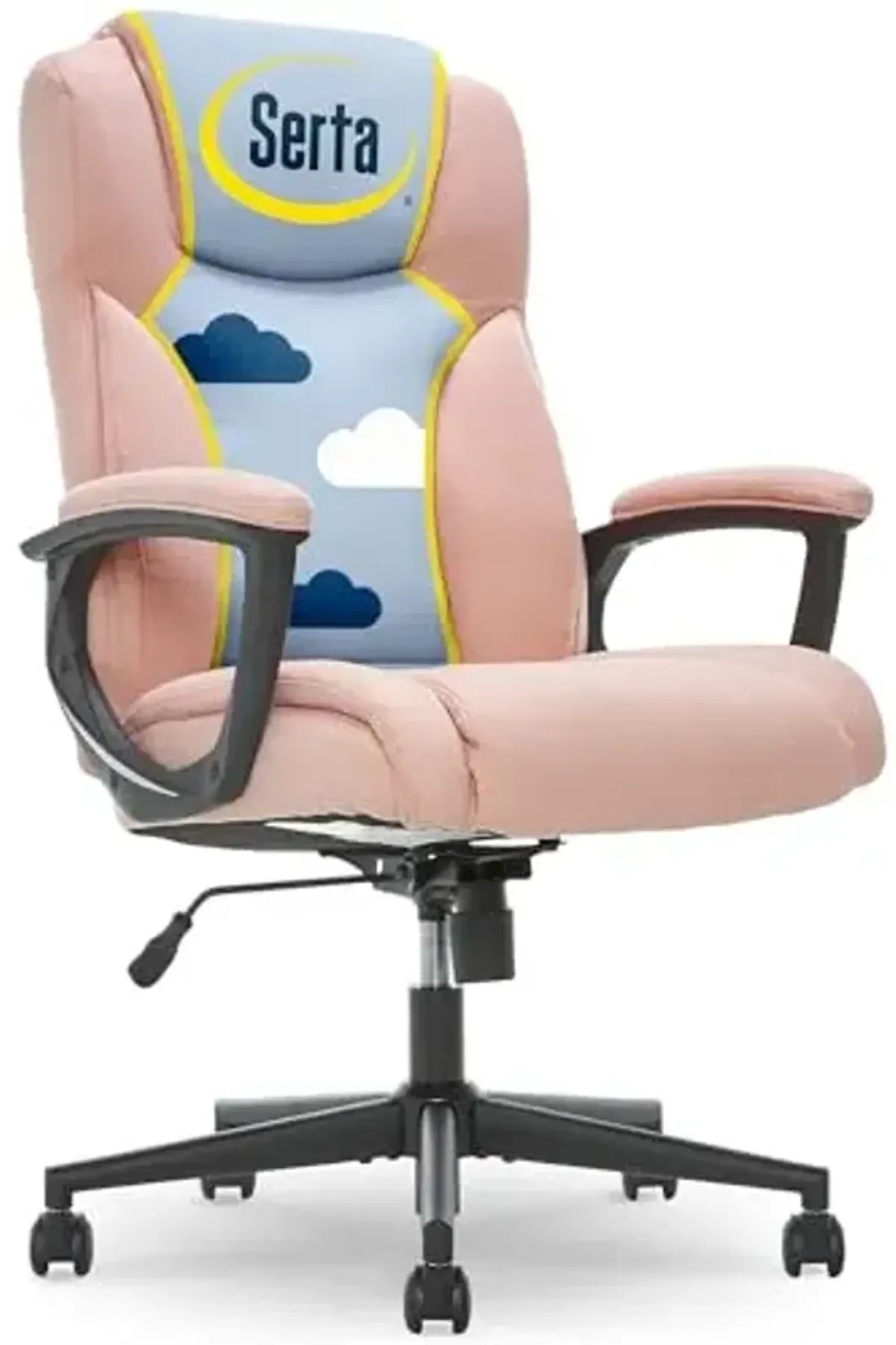 Serta Connor Executive Office Chair, Ergonomic Computer Chair with Layered Body Pillows, Contoured Lumbar, Adjustable Seat, Microfiber Fabric, Pink