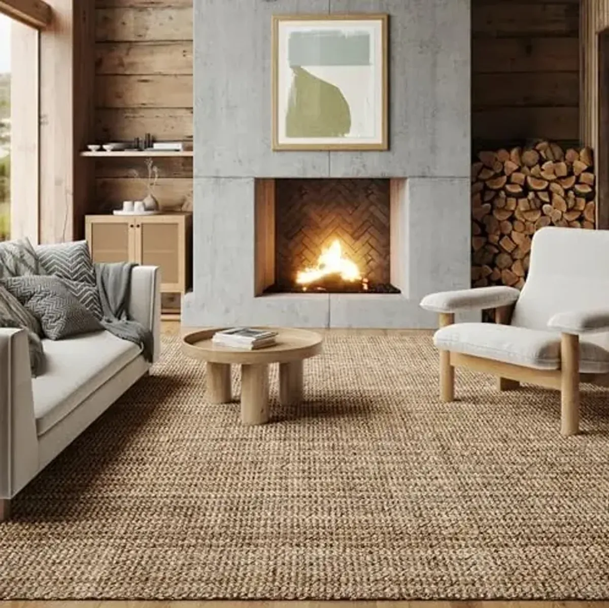 nuLOOM Ashli Solid Farmhouse Jute Area Rug, 3x5, Natural