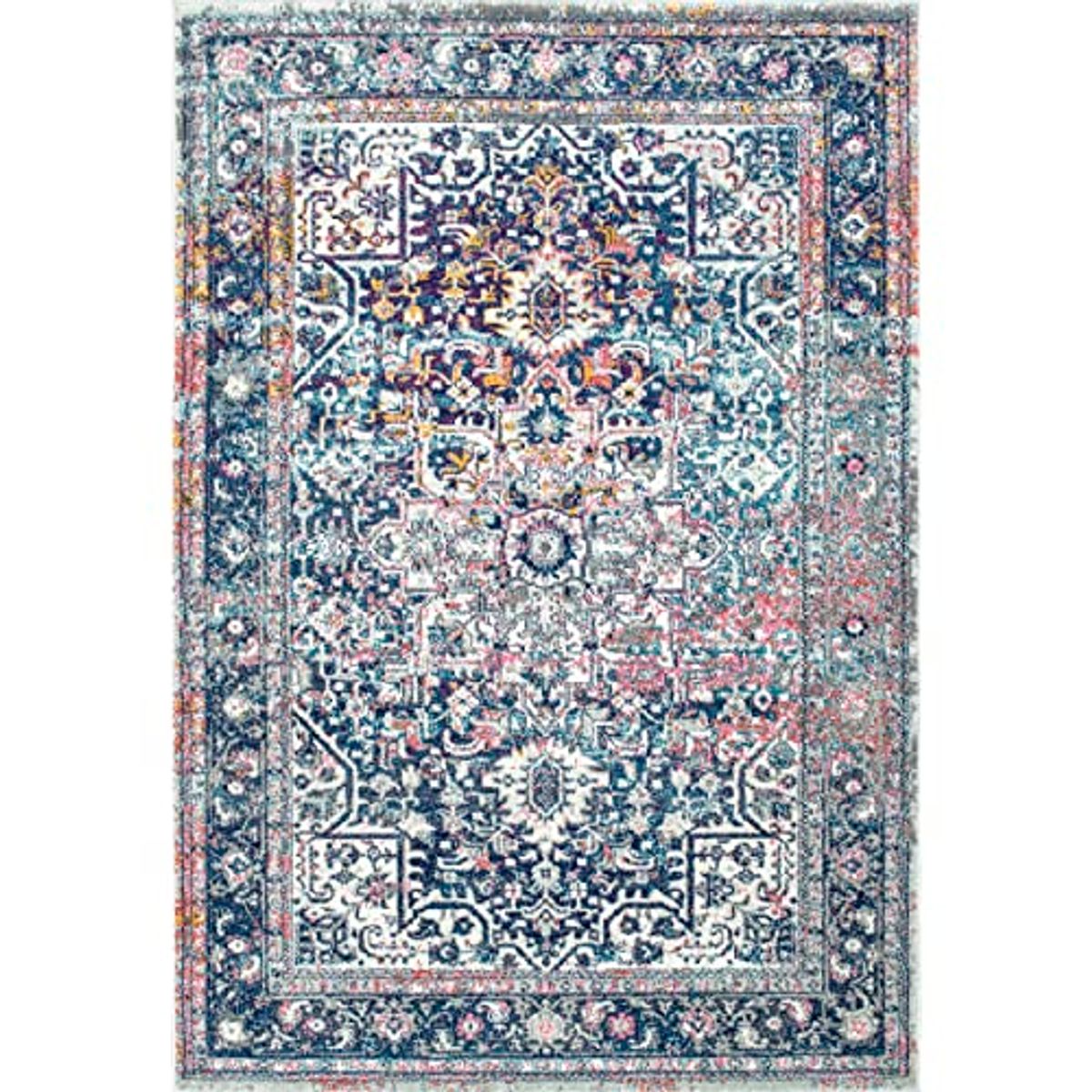 nuLOOM Lilah Vintage Medallion Area Rug, 7x9, Blue