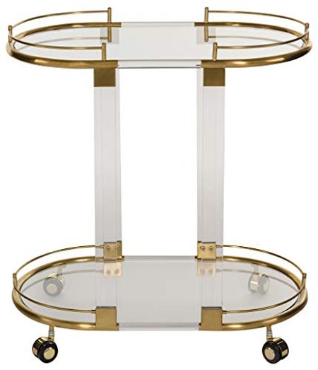 Safavieh Couture Collection Lennon Brass Acrylic Bar Trolley with Wheels