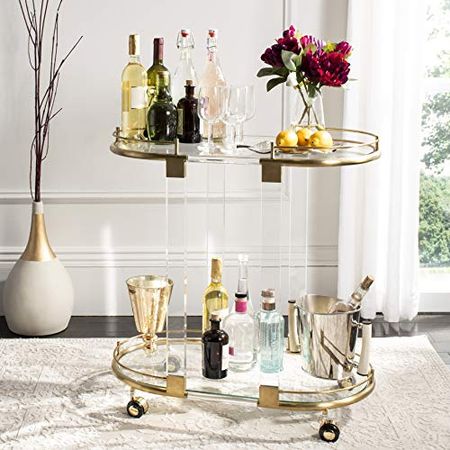 Safavieh Couture Collection Lennon Brass Acrylic Bar Trolley with Wheels