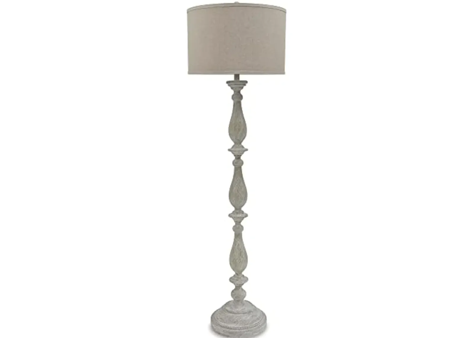 Signature Design by Ashley Bernadate Cottage 61" Candlestick Design Floor Lamp, Whitewash, Taupe