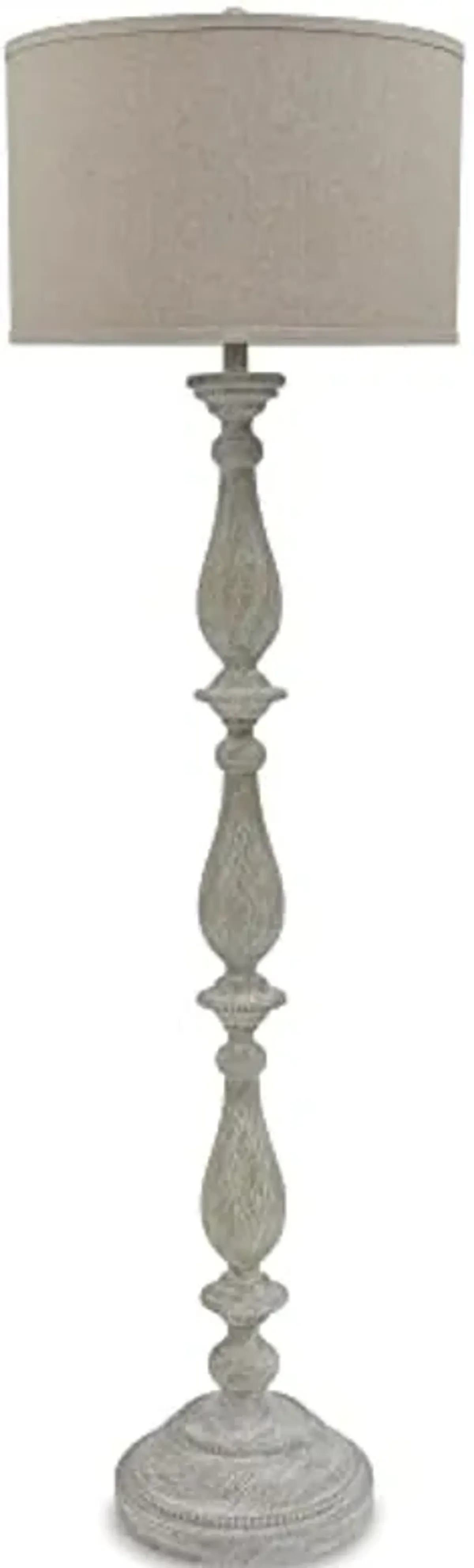 Signature Design by Ashley Bernadate Cottage 61" Candlestick Design Floor Lamp, Whitewash, Taupe