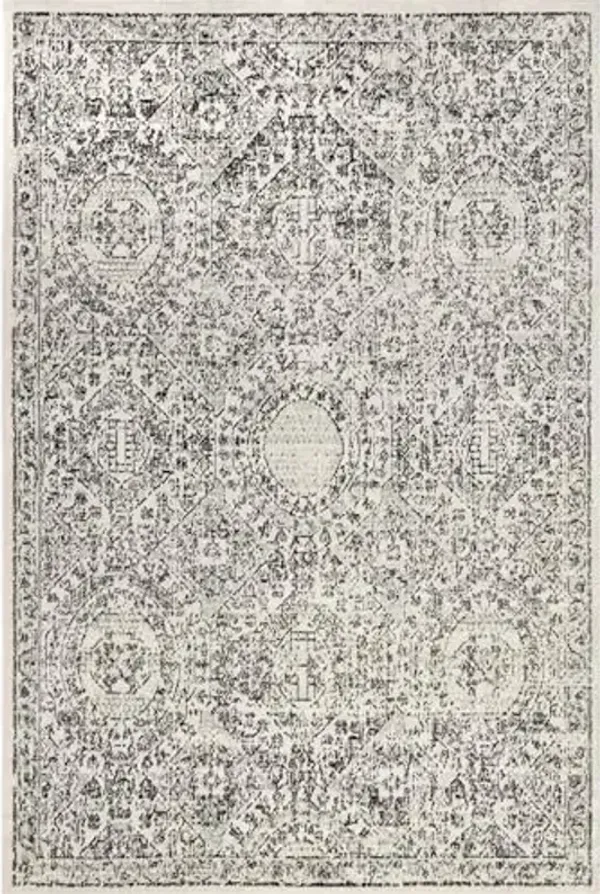 Nuloom Minta Grey/Ivory, 6'7" x 9', Vintage Medallian, Soft and Cozy, High Traffic, Stain Resistant, Easy Clean, Durable Area Rug for Bedroom, Living Room, Dining Space, Den, Foyer, Entryway
