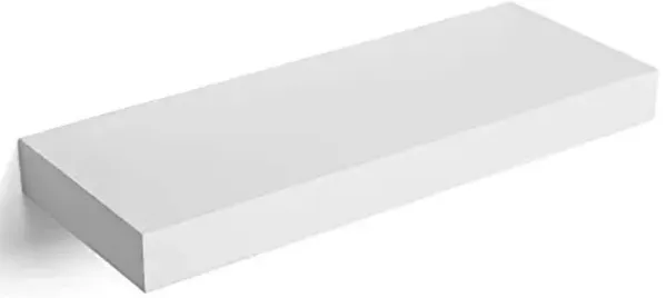 SONGMICS Floating Shelf, Wall Shelf 15.7 Inches, with Metal Bracket for Easy Installation, Display Trinkets, Picture Frames, Potted Plants, in The Living Room, Entryway, Bedroom, White ULWS14WT