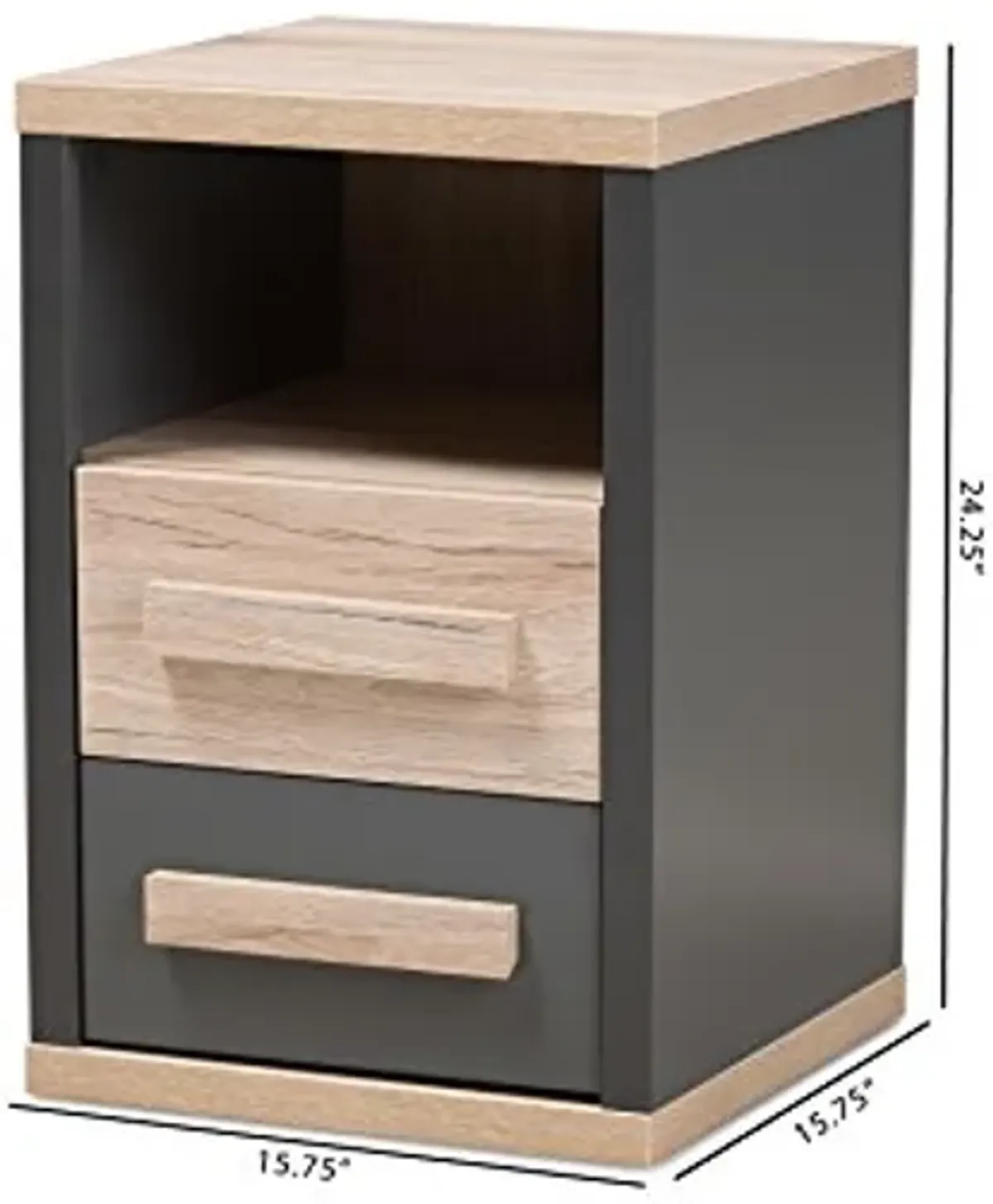 Baxton Studio Panni Modern 2-Drawer Nightstand, Regular