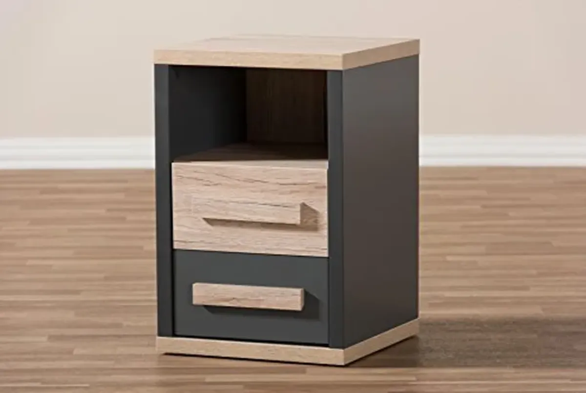 Baxton Studio Panni Modern 2-Drawer Nightstand, Regular