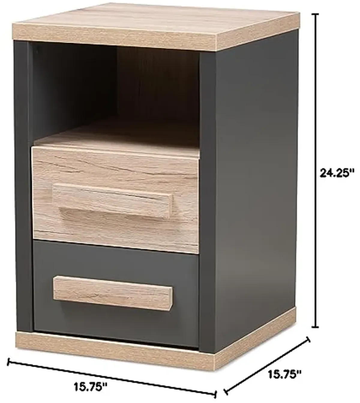 Baxton Studio Panni Modern 2-Drawer Nightstand, Regular