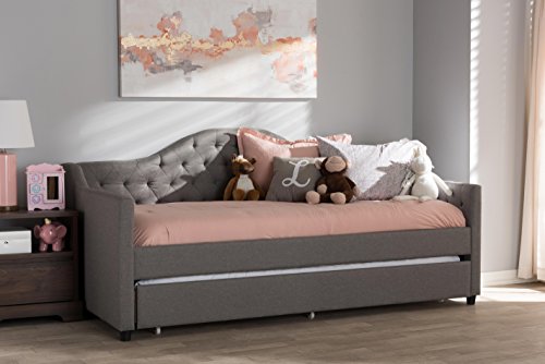 Baxton Studio Peola Modern Fabric Daybed with Trundle, Twin