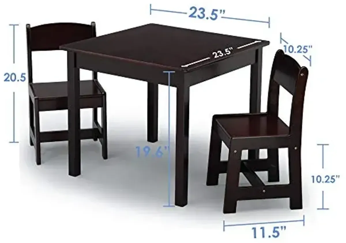 Delta Children MySize Kids Wood Table and Chair Set (2 Chairs Included) - Ideal for Arts & Crafts, Snack Time, Homework & More - Greenguard Gold Certified, Dark Chocolate, 3 Piece Set