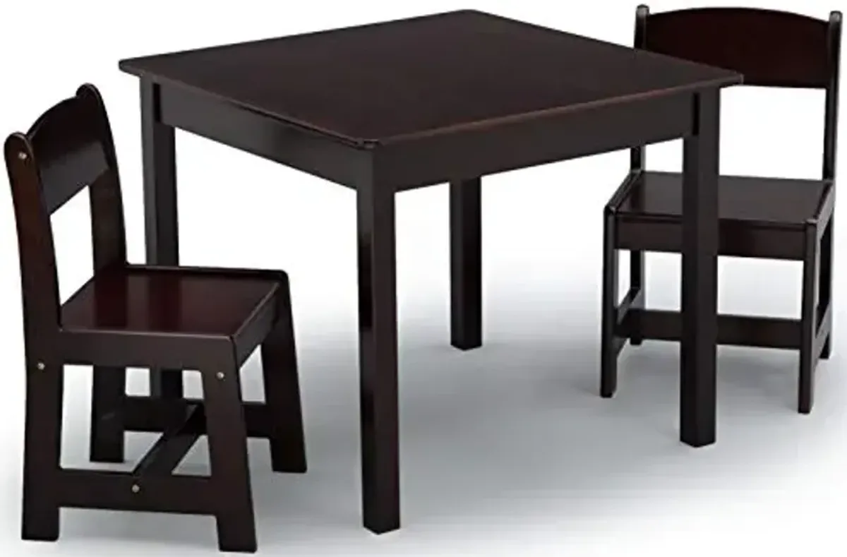 Delta Children MySize Kids Wood Table and Chair Set (2 Chairs Included) - Ideal for Arts & Crafts, Snack Time, Homework & More - Greenguard Gold Certified, Dark Chocolate, 3 Piece Set