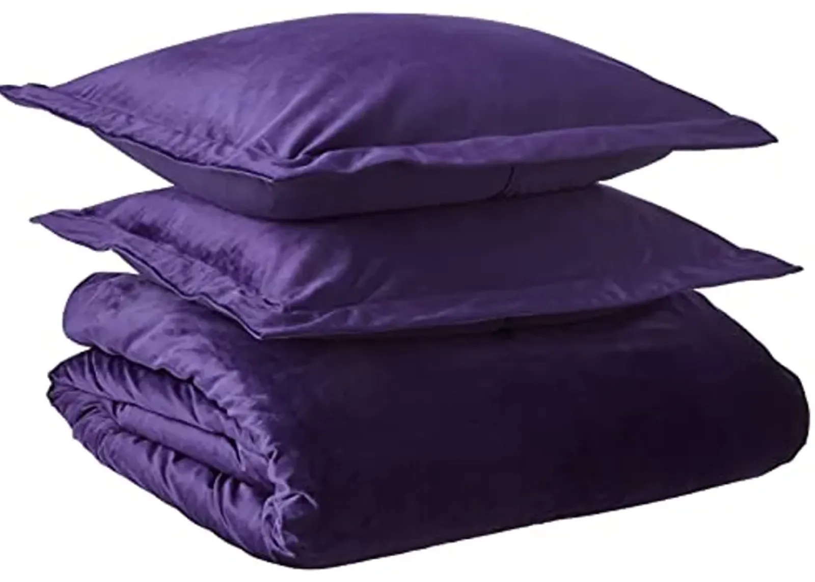 Tribeca Living VENICEDUVET Venice Velvet Oversized Solid Duvet Set, Queen, Purple