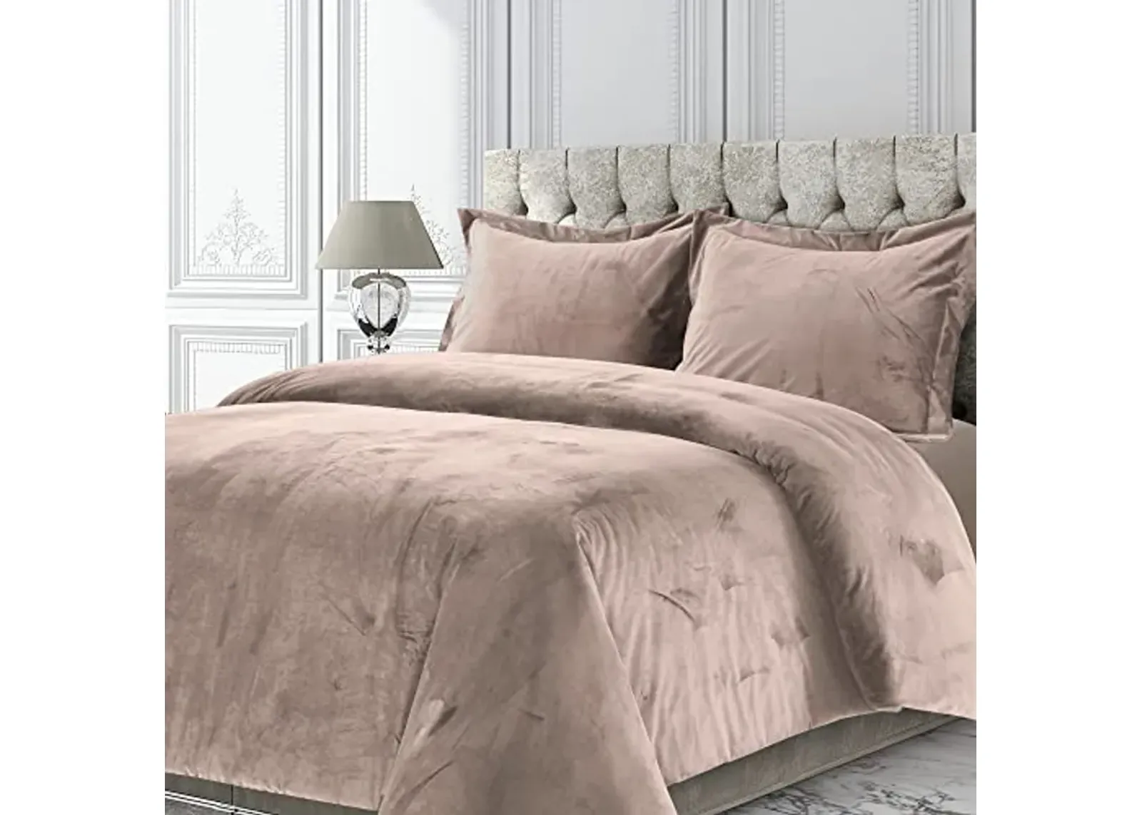 Tribeca Living VENICEDUVET Venice Velvet Oversized Solid Duvet Set, Twin, Taupe