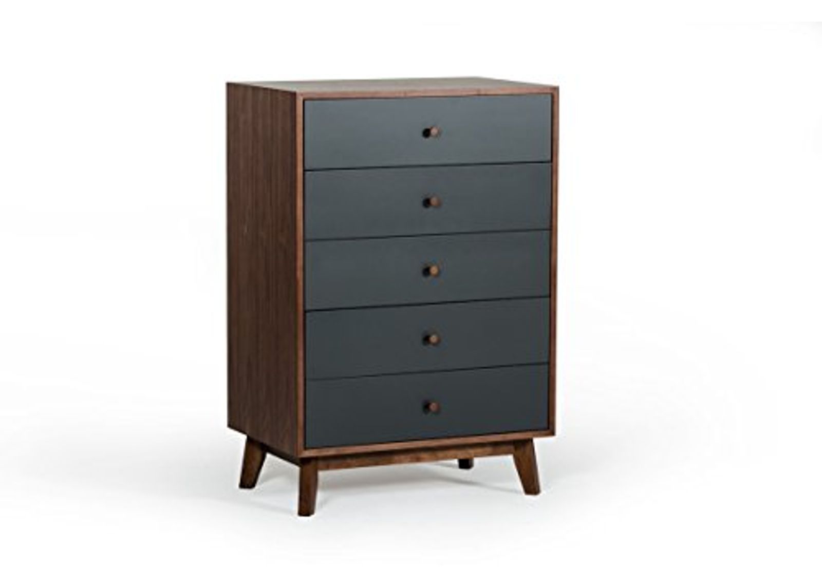 Nova Limari Home Dali Veneer and Rubberwood Bedroom Chest in Walnut/Charcoal Gray