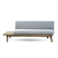 Christopher Knight Home Eulah Indoor Minimalist Acacia Wood Left-Sided Sofa with Grey Cushions, Grey Finish / Grey