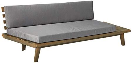 Christopher Knight Home Eulah Indoor Minimalist Acacia Wood Right-Sided Sofa with Grey Cushions, Grey Finish / Grey