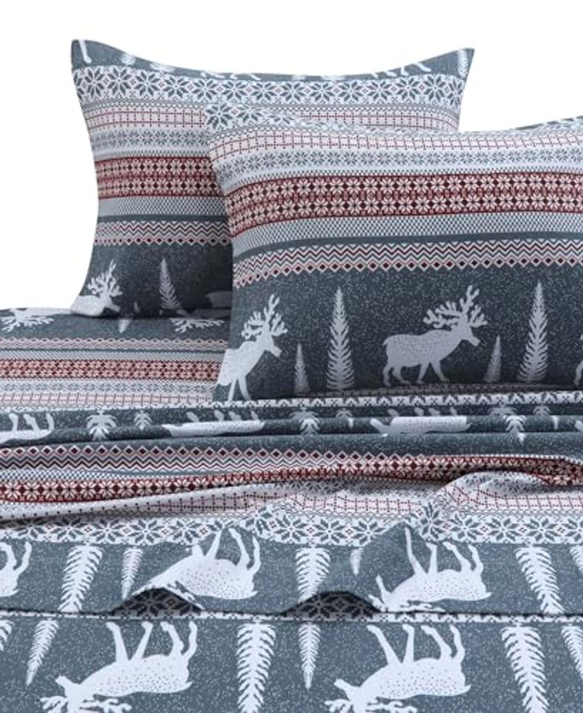 Tribeca Living 100% Cotton Flannel Sheet Set - Deep Pocket, 170-GSM, Ultra Soft & Cozy Bedding for Winter, Twin, Winter Reindeer