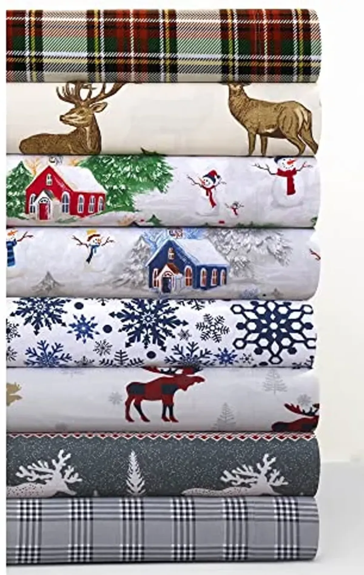 Tribeca Living 100% Cotton Flannel Sheet Set - Deep Pocket, 170-GSM, Ultra Soft & Cozy Bedding for Winter, Twin X-Large, Snowman Red/Green