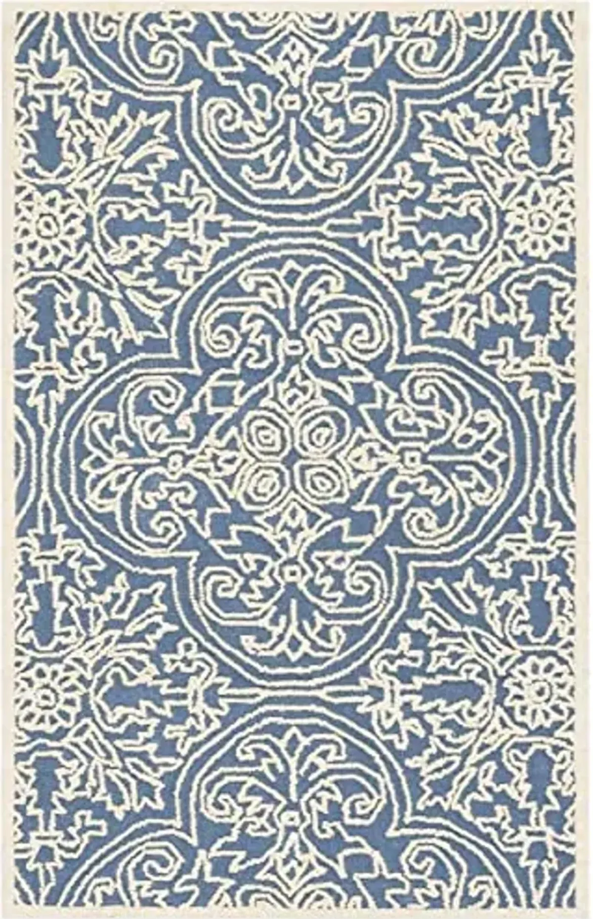 SAFAVIEH Trace Collection Accent Rug - 2'3" x 4', Blue & Ivory, Handmade Wool, Ideal for High Traffic Areas in Entryway, Living Room, Bedroom (TRC101B)