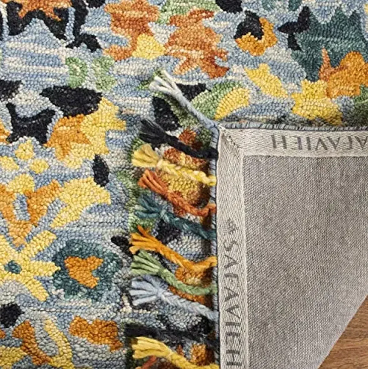 SAFAVIEH Blossom Collection Accent Rug - 3' x 5', Blue & Multi, Handmade Tassel Wool, Ideal for High Traffic Areas in Entryway, Living Room, Bedroom (BLM452A)
