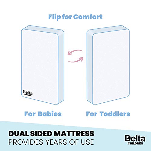 Delta Children Heartland 4-in-1 Convertible Crib, Grey with Twinkle Stars Crib & Toddler Mattress
