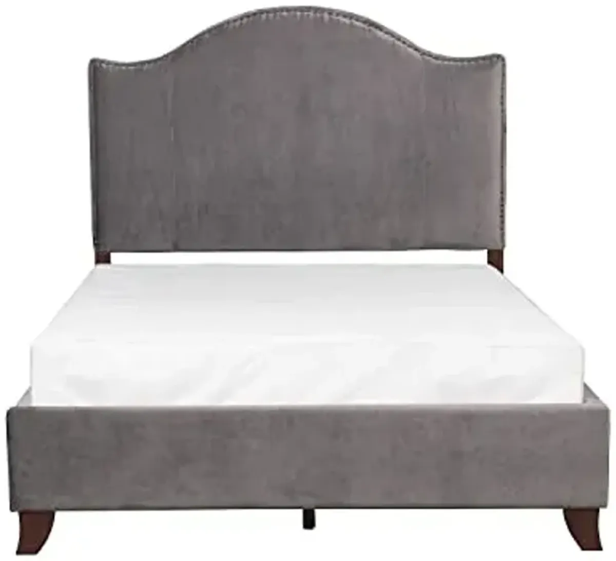 Homelegance Carlow Velvet Upholstered Panel Bed , King, Gray