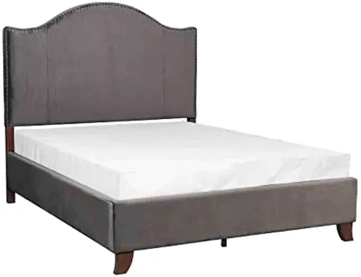 Homelegance Carlow Velvet Upholstered Panel Bed , King, Gray