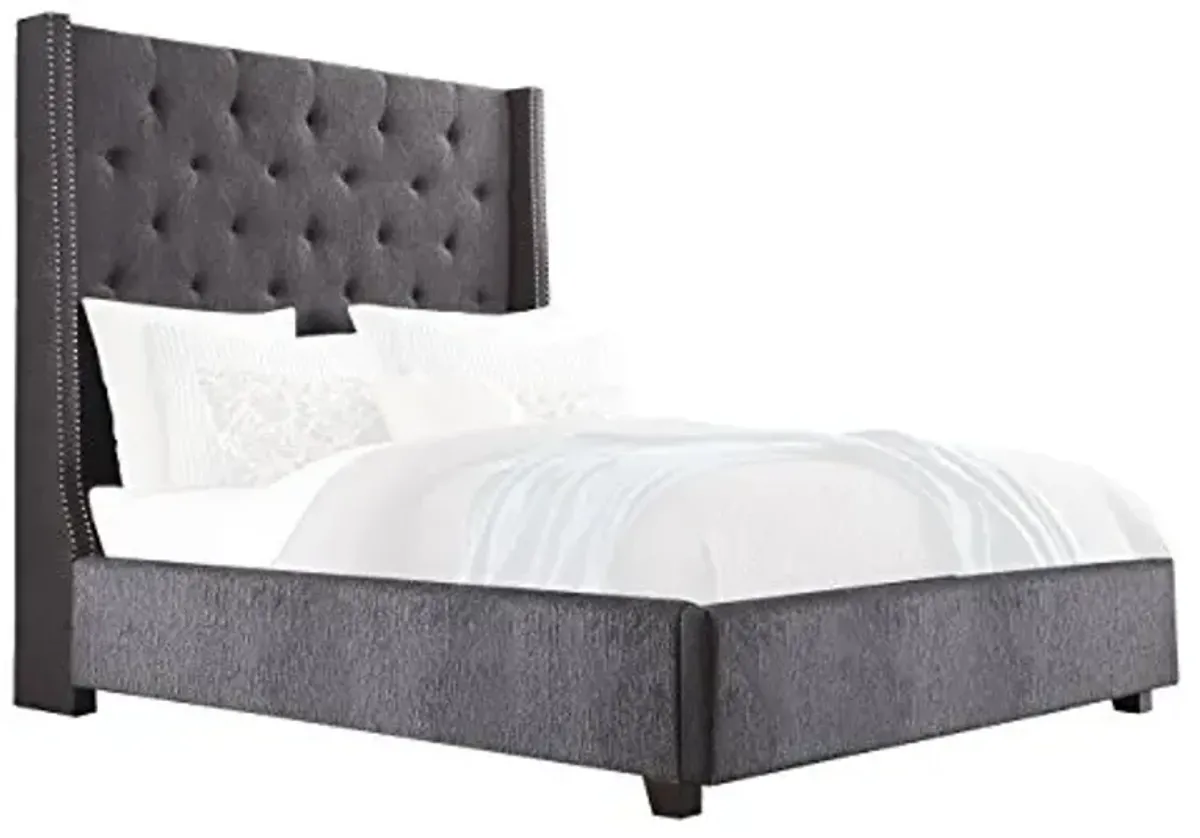 Homelegance Fairborn Upholstered Platform Storage Bed, King, Gray