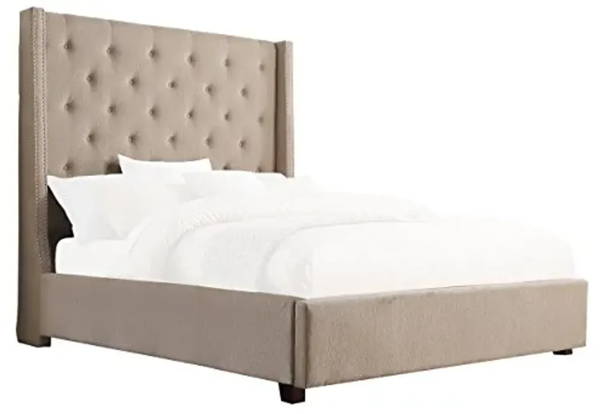Homelegance Fairborn Fabric Upholstered Platform Storage Bed, Cal King, Beige