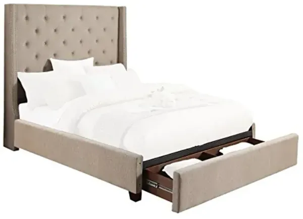 Homelegance Fairborn Fabric Upholstered Platform Storage Bed, Cal King, Beige